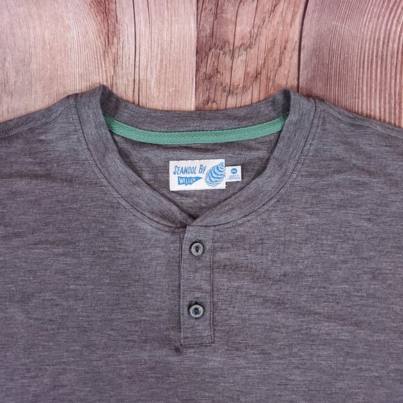 Huckberry Wellen Seawool Henley Mens Size XXL Long Sleeve Shirt Gray Stretch - Picture 3 of 11
